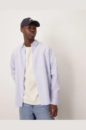 SELECTED Long sleeve seersucker shirt in stripe