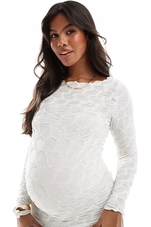 Mama;licious Mamalicious Maternity long sleeve 3D texture jersey top in