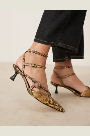 ASOS Sissi ring detail kitten heel shoes in snake