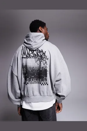 ASOS Extreme oversized hoodie with graffiti print in marl