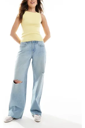 Hollister High rise distressed baggy jean in medium