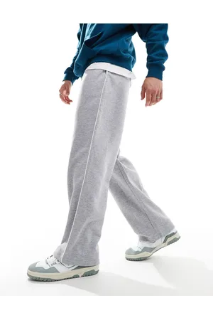 ASOS Straight leg joggers in marl with white side tape