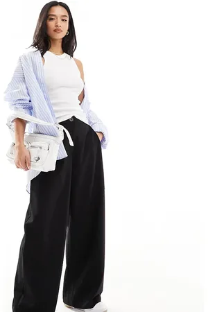 ASOS Petite tailored relaxed straight leg trousers in