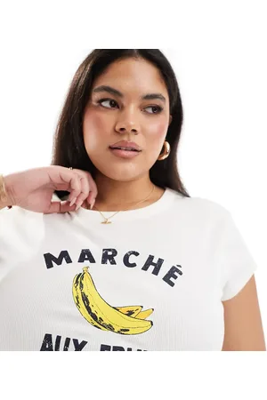 ASOS ASOS DESIGN curve baby tee with banana graphic in cream