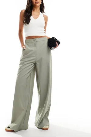 ASOS Tailored relaxed straight leg trousers in olive