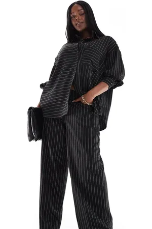 ASOS ASOS DESIGN Curve relaxed straight leg trousers with 5 pocket detail co-ord in stripe