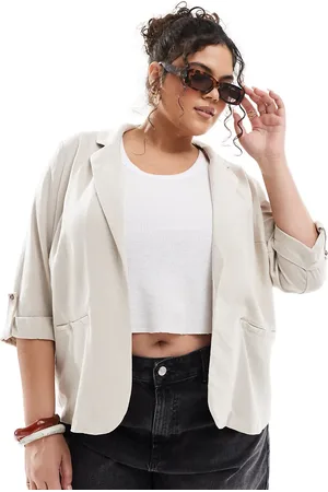 VERO MODA Linen touch blazer in stone