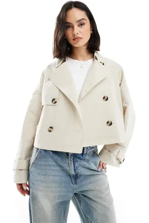 VERO MODA Cropped lightweight trench jacket in stone