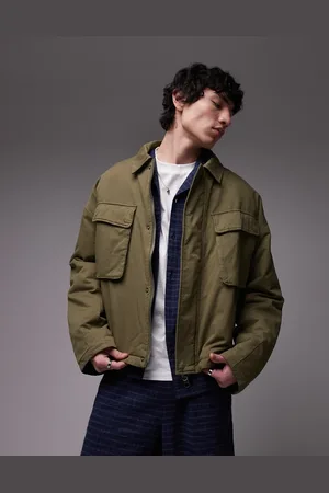 Topman Harrington jacket with double chest pockets in khaki