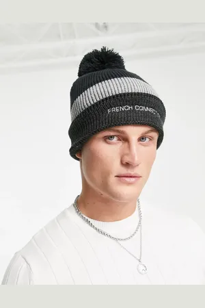 French Connection Logo bobble beanie in grey