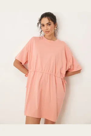 ASOS Short sleeve mini dress with channel waist in terracotta