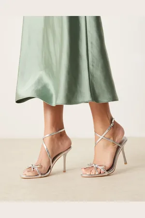 Glamorous Bow heeled sandals in crinkle