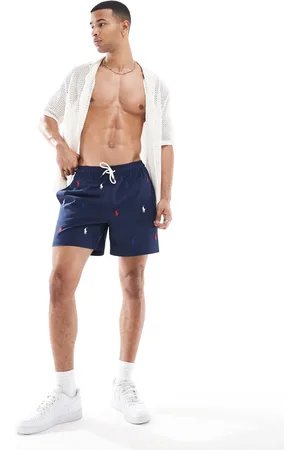 Ralph Lauren Traveler all over icon logo swim shorts classic fit in