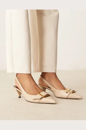 ASOS Stellar buckle detail kitten heels in beige