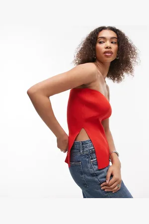 Topshop Knitted bandeau top in