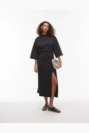 & OTHER STORIES Jersey midi dress with wide sleeves and front split in