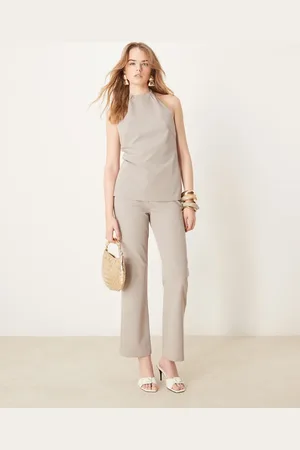 Pretty Lavish Tailored slim leg trouser co-ord in stone