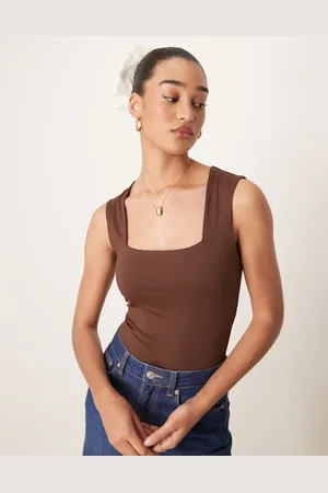 New Look Square neck slinky bodysuit in