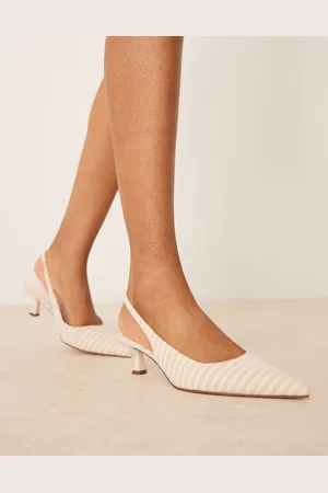 ASOS Stroll slingback mid heeled shoes in natural stripe