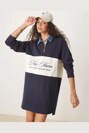 GANT Varsity logo colour block sweater dress in