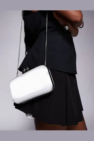 True Decadence Box clutch bag in white satin