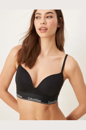 Calvin Klein Modern Cotton plunge push up bra in black
