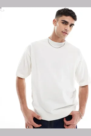 JACK & JONES Premium oversized crew neck knitted t-shirt in cream