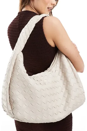 Glamorous Oversized woven shoulder bag in off