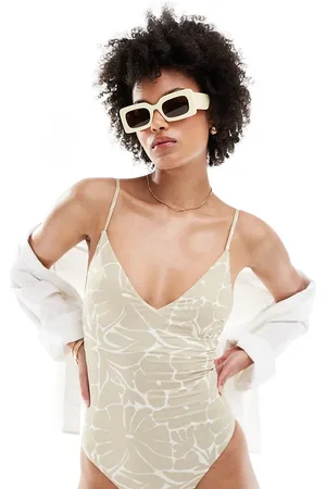 ASOS Tall v-front swimsuit in tonal floral