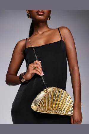True Decadence Metallic pleated clutch bag