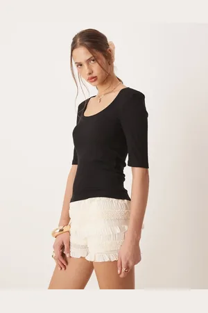 AWARE Ribbed scoop neck top in