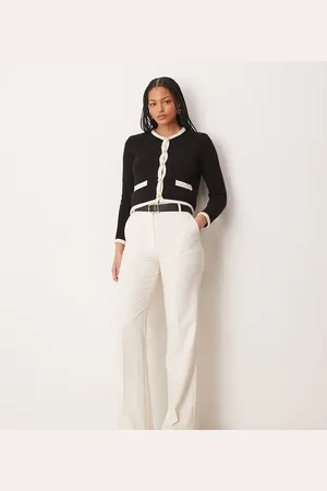 ASOS Tall slim straight tailored trousers in cream