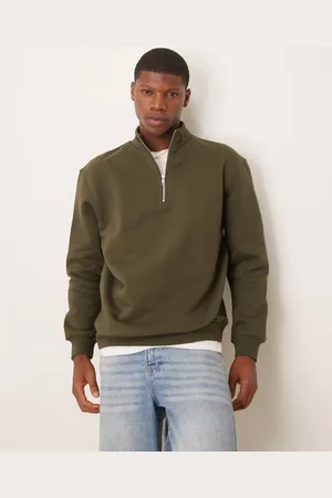 ASOS Premium heavyweight oversized quarter zip sweatshirt 400gsm in dark