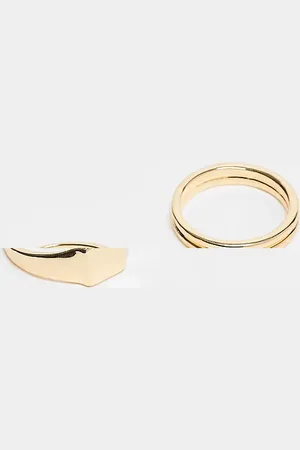 FADED FUTURE Pack of 2 band and signet rings in