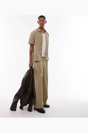 Topman Premium interlock straight leg jogger in light khaki