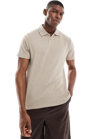 New Look Short sleeved textured polo in light