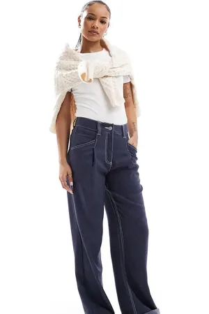 ASOS Petite straight leg trouser in denim look