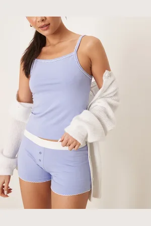 ASOS Mix & match cami vest pyjama top with picot trim in
