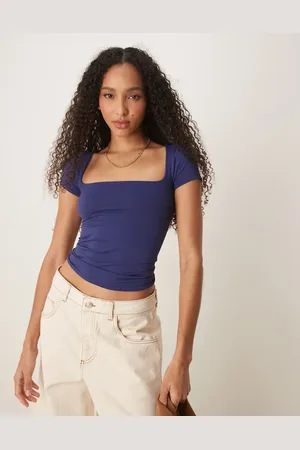 Free People Clean lines square neck baby tshirt in indigo