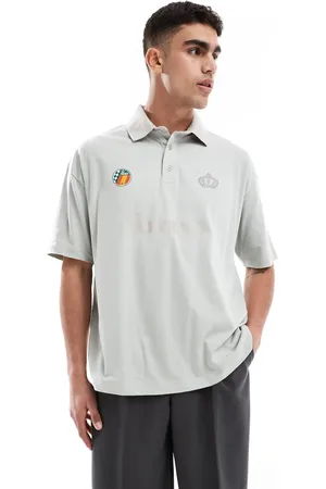 ASOS Oversized polo with text graphic in