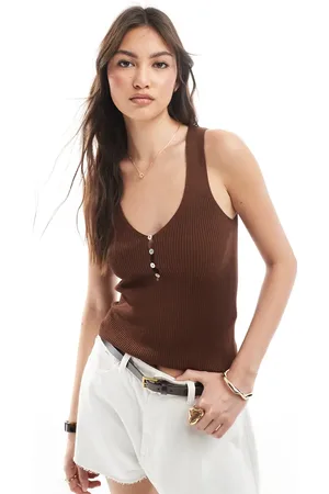 Stradivarius Light knitted button detail vest in