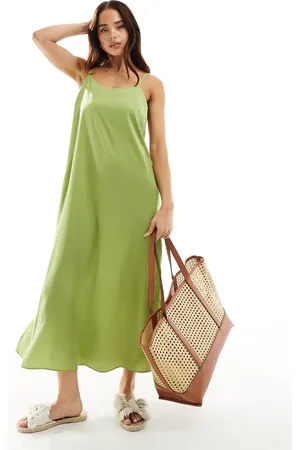 New Look Plain satin strappy midi dress in