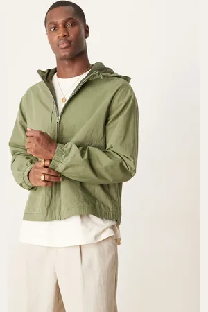 ASOS Windbreaker jacket with hood in khaki