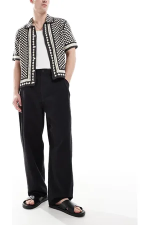 Pull&Bear Crinkle textured trousers in