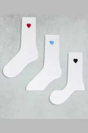 VERO MODA 3 pack ribbed socks with heart motif in
