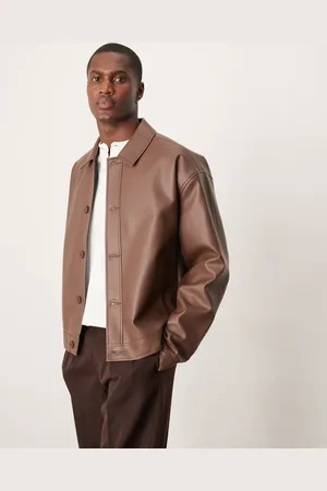 ASOS Faux leather oversized harrington jacket in