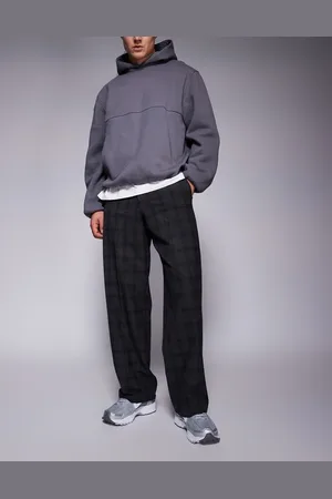 ASOS Smart wide leg trouser with check in black
