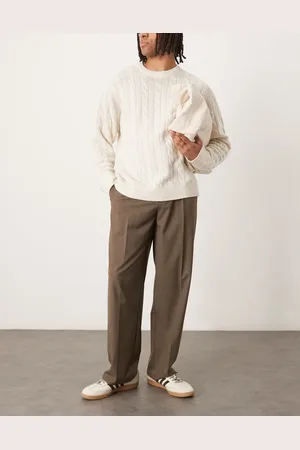 ASOS Smart wide leg trousers with front pleat in check