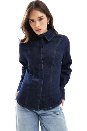 ASOS Denim shirt in rinse wash with cinch waist