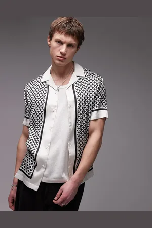 Topman Short sleeve geo satin shirt in
